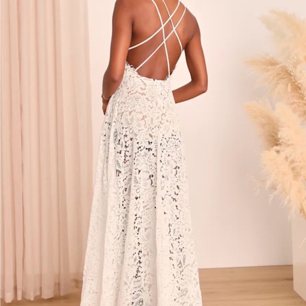 Lulu's White Lace Maxi Dress - Picture 2 of 6